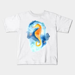 Seahorse under Water Watercolor Painting Kids T-Shirt